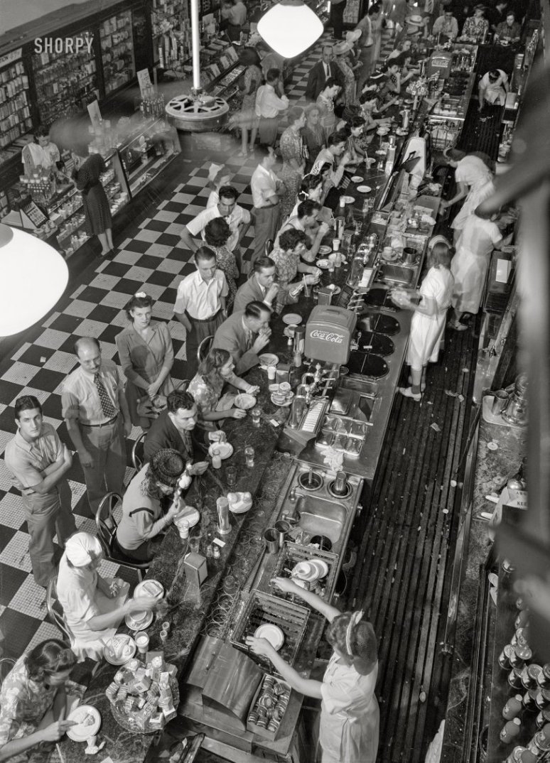 1942 ~ People's Drug Store Lunch Counter, Washington, D.C.